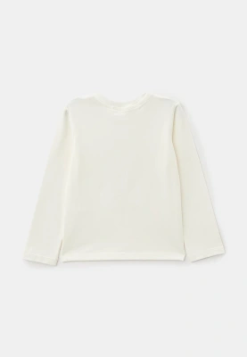 Лонгслив молочный с принтом курочка
