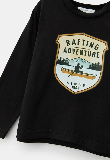 Лонгслив чёрный с принтом "Rafting Adventure" 