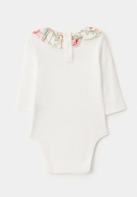 Боди молочный "Райли" с воротником "Большие цветы"